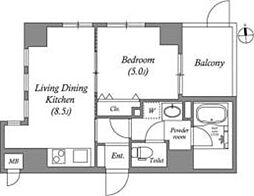 MSR京都二条城 4階1LDKの間取り