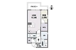 エフ・パルク大橋2 1LDKの間取図画像