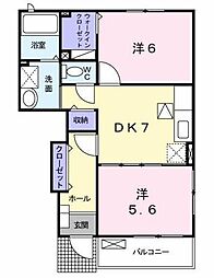 Villers park 1階2DKの間取り