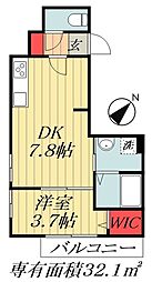 JR総武線 船橋駅 徒歩5分の賃貸マンション 3階1DKの間取り