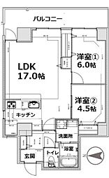 シティコート目黒2号棟 2 3階2LDKの間取り