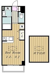 小田急小田原線 相武台前駅 徒歩7分の賃貸マンション 1階ワンルームの間取り