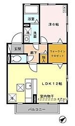 スプリングコート 1階1LDKの間取り