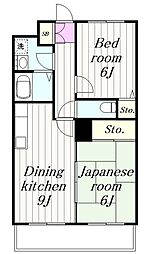 ドリームハイツ南林間 2DKの間取図画像
