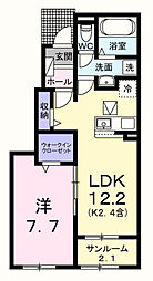 リバーテラスＫ 1階1LDKの間取り