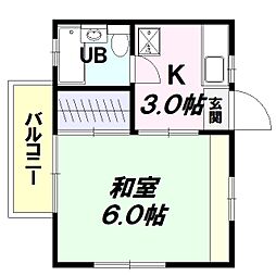 TRハイツ国立 1Kの間取図画像