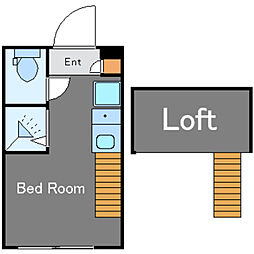 ハーモニーテラス中丸子 2階ワンルームの間取り