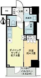 ブランピリエ日本橋 1DKの間取図画像