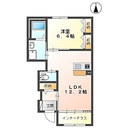ボワ　ヴェールIII 1階1LDKの間取り