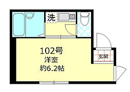 ルミエール北千住 1Kの間取図画像