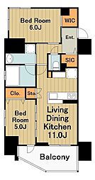 エクセレントシティ聖蹟桜ヶ丘 2LDKの間取図画像