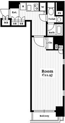 東京メトロ有楽町線 市ケ谷駅 徒歩5分の賃貸マンション 1階1Kの間取り