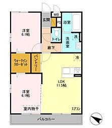 曙マンション2 2LDKの間取図画像