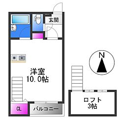 エクラ平野 ワンルームの間取図画像