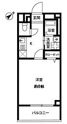 エース池田 1Kの間取図画像