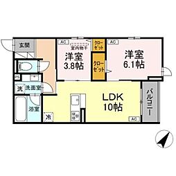 U Residence 森野 2LDKの間取図画像