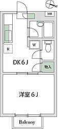 グリーンハイツ鈴木 1DKの間取図画像