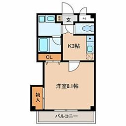 エクセルシオール 1Kの間取図画像