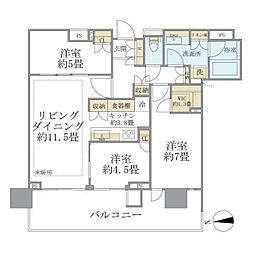 晴海フラッグ パークヴィレッジ T棟 26階3LDKの間取り