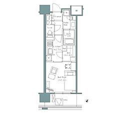パークアクシスうつぼ公園 1103 11階1Kの間取り