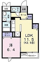 JR五日市線 武蔵引田駅 徒歩17分の賃貸マンション 3階1LDKの間取り