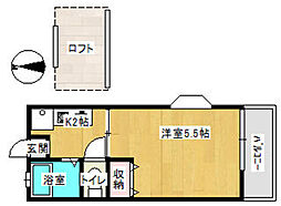 タマリクス 1階1Kの間取り