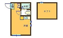 ユナイト渡田東ルイスサンチェス ワンルームの間取図画像