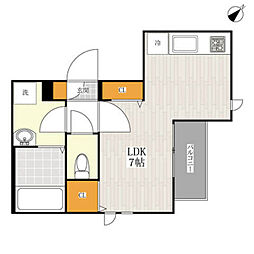 ＧＲＡＮＤＴＩＣプランタン井尻 2階ワンルームの間取り