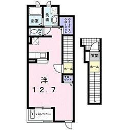 サニーライツI 2階ワンルームの間取り