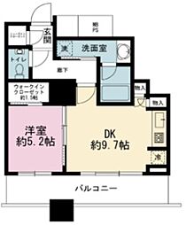 ザ・パークハウス西新宿タワー60 1DKの間取図画像
