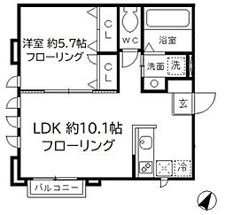 Leesas西小岩 1階1LDKの間取り
