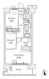 スカイグランデ津田沼 2LDKの間取図画像