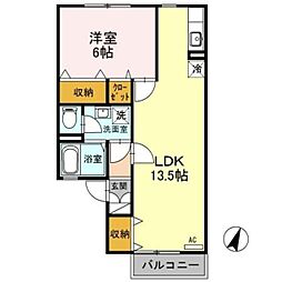 近江ロイヤルハイツA棟 1LDKの間取図画像