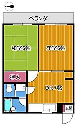 マイハイム 2DKの間取図画像