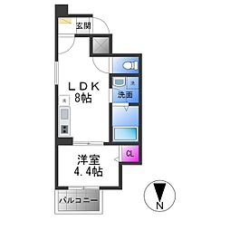 近鉄奈良線 若江岩田駅 徒歩5分の賃貸アパート 2階1LDKの間取り