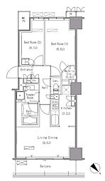 パークアクシス豊洲 18階2LDKの間取り