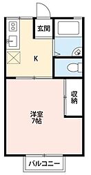 ラ・ドミール 1Kの間取図画像