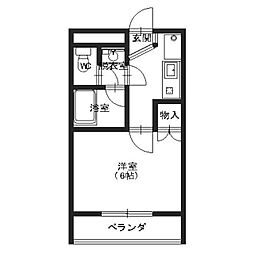 マンション千寿 2階1Kの間取り