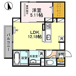 フェアリーフォレスト 1LDKの間取図画像