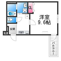 フジパレス南清水町サウス 3階1Kの間取り