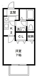 セトル幕張 2階1Kの間取り