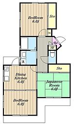 塩川マンション 3DKの間取図画像