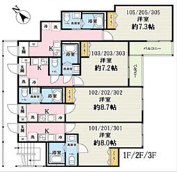 カフーティーダ和光市 3階1Kの間取り