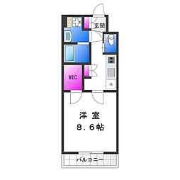 KAUNISHIRANO 1Kの間取図画像