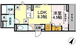 ドムスクレスト相模大野 1LDKの間取図画像