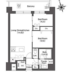 ルーウェ東大泉 3階2LDKの間取り