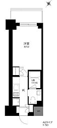 プライマル勝どき 1Kの間取図画像