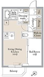 ルネサンスコート門前仲町 2階1LDKの間取り