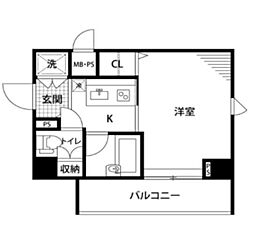 ルーブル目黒 1Kの間取図画像