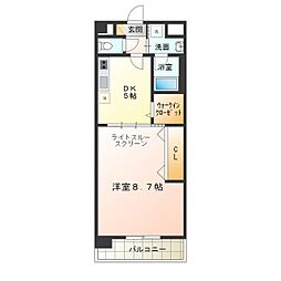 リヴェール鳳 2階1DKの間取り